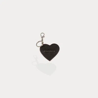 Bandolier Pebble Leather Heart Keychain - Black/pink/silver