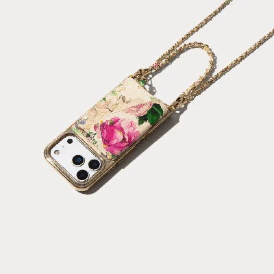 Bandolier Rae Magnet Duet Wallet Crossbody Phone Case - Ceci Ivory Floral/gold In Multi
