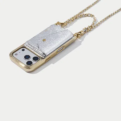 Bandolier Rae Magnet Duet Wallet Crossbody Phone Case - Metallic Silver/chrome Gold In Neutral