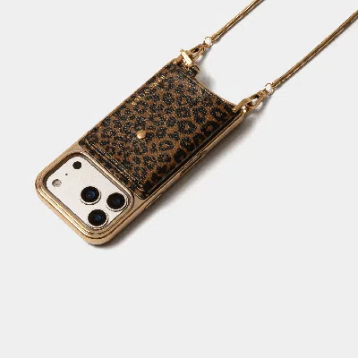 Bandolier Remi Chrome Magnet Wallet Crossbody Phone Case - Dark Leopard/gold In Multi
