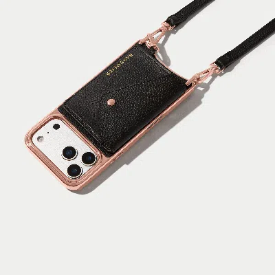 Bandolier Remi Chrome Magnet Wallet Crossbody Phone Case - Black Chrome/rose Gold