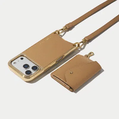 Bandolier Remi Chrome Magnet Wallet Crossbody Phone Case - Tan/chrome Gold