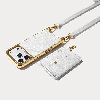 Bandolier Remi Chrome Magnet Wallet Crossbody Phone Case - White Snake/gold In Purple