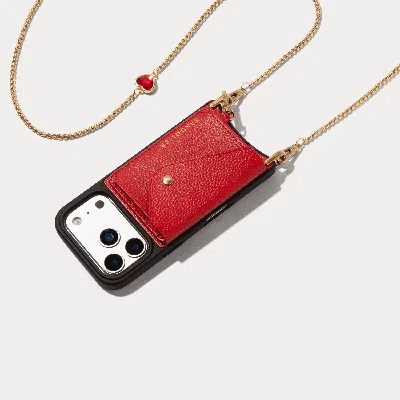 Bandolier Remi Heart Magnet Wallet Crossbody Phone Case - Red/gold