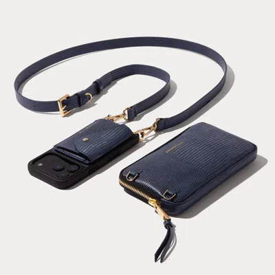 Bandolier Remi Magnet Wallet Crossbody Phone Case Pouch Set - Indigo/gold