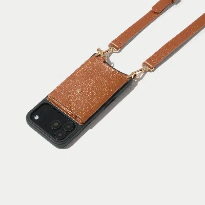 Bandolier Remi Magnet Wallet Crossbody Phone Case - Saddle Brown/gold
