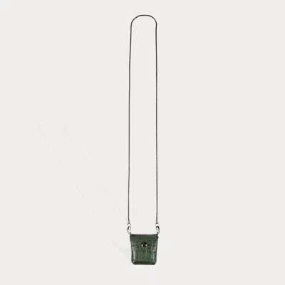 Bandolier Riley Airpods Pouch - Green Croc/pewter