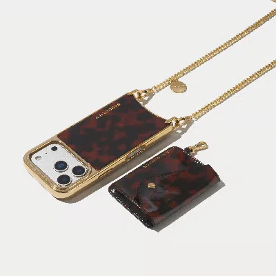 Bandolier Rio Magnet Crossbody Phone Case - Tortoise/chrome Gold In Brown