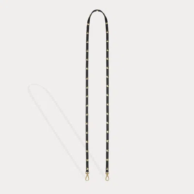 Bandolier Sarah Pebble Leather Pyramid Stud Strap - Black/gold