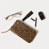 Bandolier Smooth Leather Expanded Zip Pouch - Leopard/gold