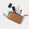 Bandolier Smooth Leather Expanded Zip Pouch - Tan/gold