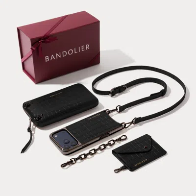 Bandolier The Luxe Gift Set - Black Croc/pewter