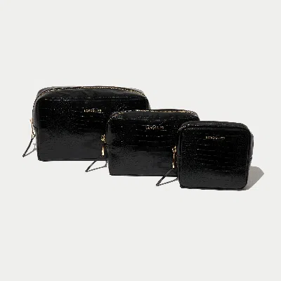 Bandolier Toiletry Trio Nesting Bags - Black/gold