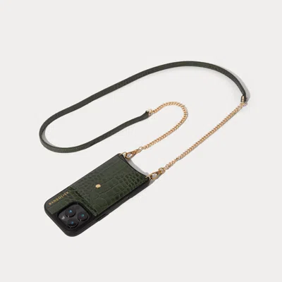 Bandolier Vivian Crossbody Phone Case - Dark Green Croc/gold