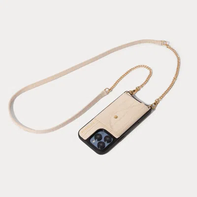 Bandolier Vivian Crossbody Phone Case - Ecru Croc/gold