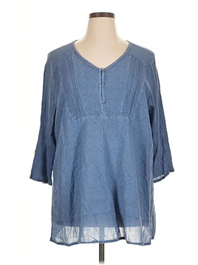 Pre-owned Bandolino 3/4 Sleeve Blouse In Blue