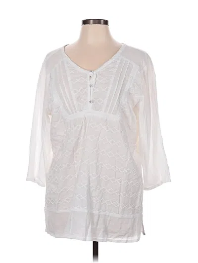 Pre-owned Bandolino 3/4 Sleeve Blouse In White