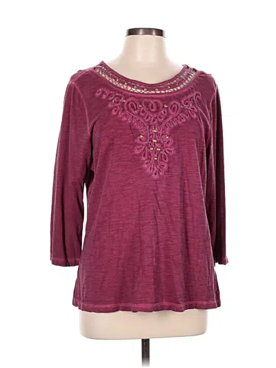 Pre-owned Bandolino 3/4 Sleeve Top Burgundy Keyhole Neckline Tops
