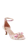 Bandolino Andora Ankle Strap Kitten Heel Sandal In Pink Blushing Floral