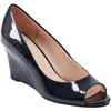 Bandolino Bntufflove3 Womens Contrast Trim Manmade Wedge Heels In Blue