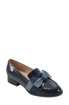 Bandolino Lindio 2 Womens Bow Houndstooth Loafers In Navy Blue