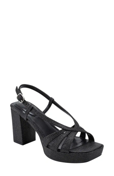 Bandolino Brie Platform Sandal In Black Woven - Manmade