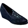 Bandolino Candras Peep Toe Wedge Pump In Navy Lace