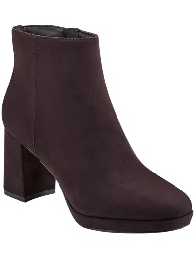 Bandolino Colleen 2 Womens Faux Suede Round Toe Ankle Boots In Brown