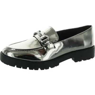 Bandolino Franny Womens Patent Embellished Loafers In Silver