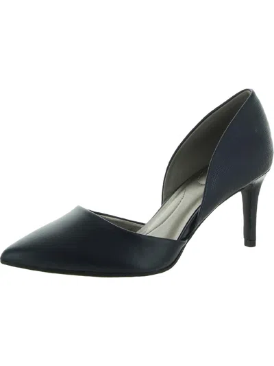 Bandolino Grenow Womens Faux Leather Pointed Toe D'orsay Heels In Blue