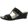 Bandolino I Luv It 2 Womens Slip On Wedges T-strap Sandals In Black