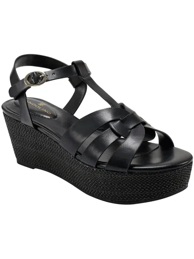 Bandolino Kayden 3 Womens Metallic Wedge Platform Sandals In Black