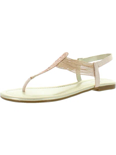 Bandolino Kayte Womens Glitter Jeweled Thong Sandals In Gold