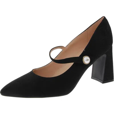 Bandolino Kirsten 2 Womens Faux Suede Covered Heel Mary Jane Heels In Black - Faux Suede