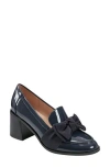 Bandolino Korrar 3 Womens Patent Block Heel Loafer Heels In Dark Blue