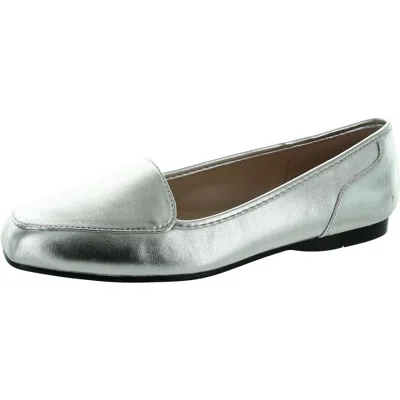 Bandolino Liberty 3 Womens Faux Leather Slip On Loafers In Silver