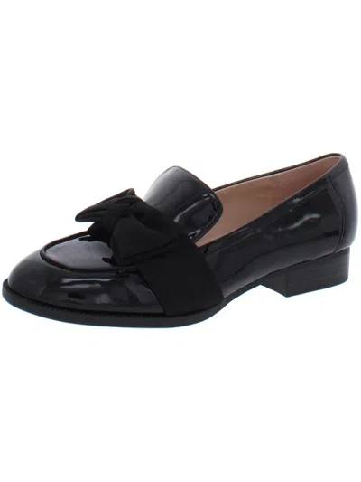 Bandolino Lindio Womens Patent Slip On Loafers In Black Mill