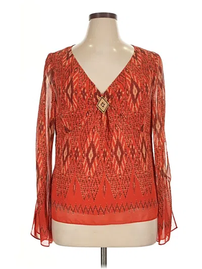 Pre-owned Bandolino Long Sleeve Blouse In Orange