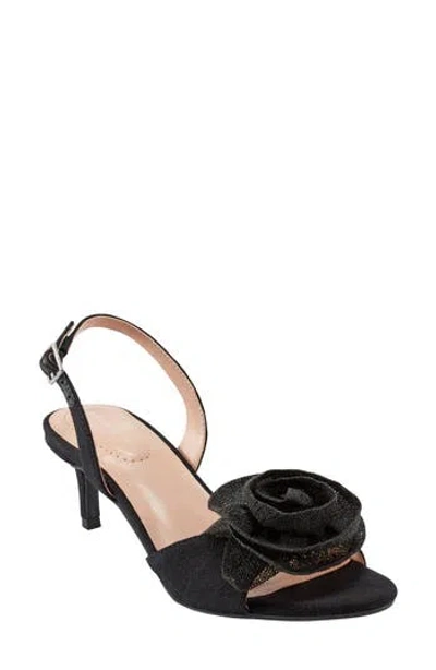 Bandolino Marette Rosette Kitten Heel Slingback Sandal In Black
