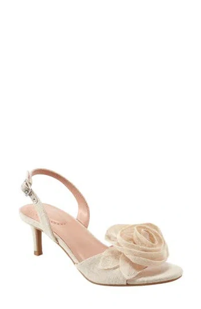 Bandolino Marette Rosette Kitten Heel Slingback Sandal In Light Natural