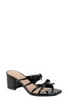 Bandolino Margil Block Heel Bow Sandal In Black Patent