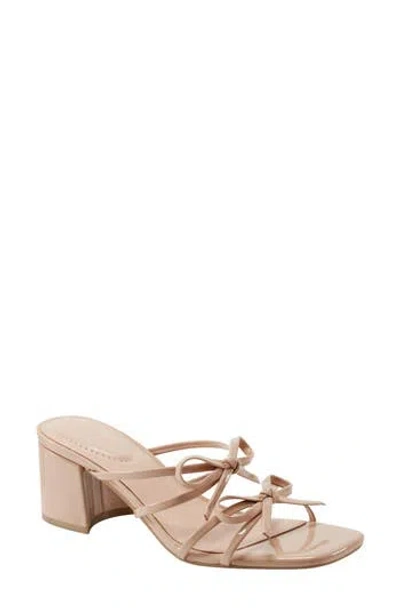 Bandolino Margil Block Heel Bow Sandal In Light Natural Patent