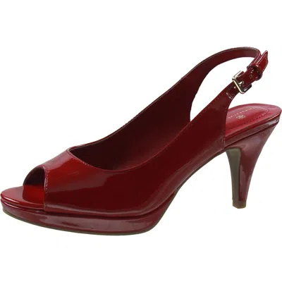 Bandolino Melt Peep Toe Womens Solid Patent Slingback Heels In Red