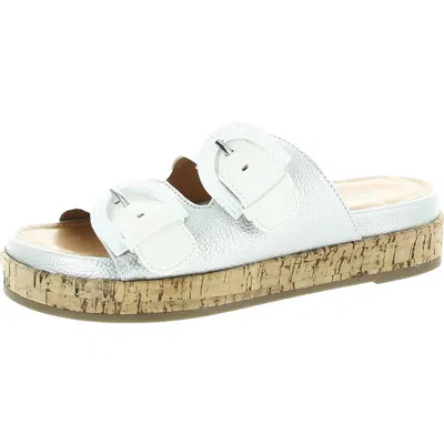 Bandolino Merla 3 Womens Cork Faux Leather Slide Sandals In Multi