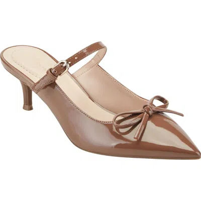 Bandolino Moss Patent Kitten Heel Mule In Brown