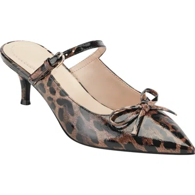 Bandolino Moss Patent Kitten Heel Mule In Brown