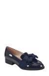 Bandolino Lindio3 Womens Patent Leather Slip On Loafers In Dark Blue 400