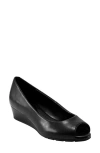 Bandolino Peep Toe Wedge Pump In Black Smooth