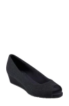 Bandolino Peep Toe Wedge Pump In Dark Blue Shimmer