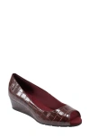 Bandolino Peep Toe Wedge Pump In Burgundy Croco
